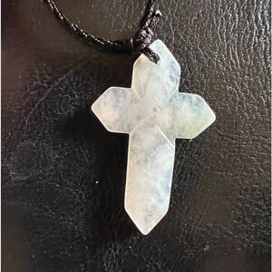 Certified jadeite rare cross glossy white pendant